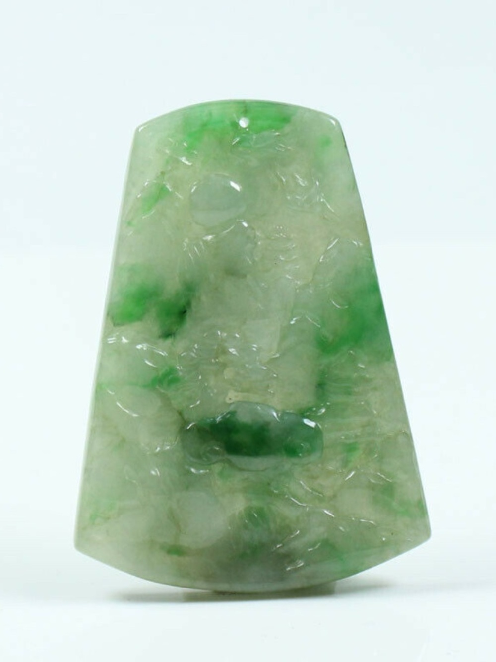 Certified Grade A Natural Emerald Green Jadeite Jade Gems Pendant Landscape